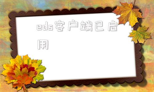 eds客户端已启用请确认是否启动客户端